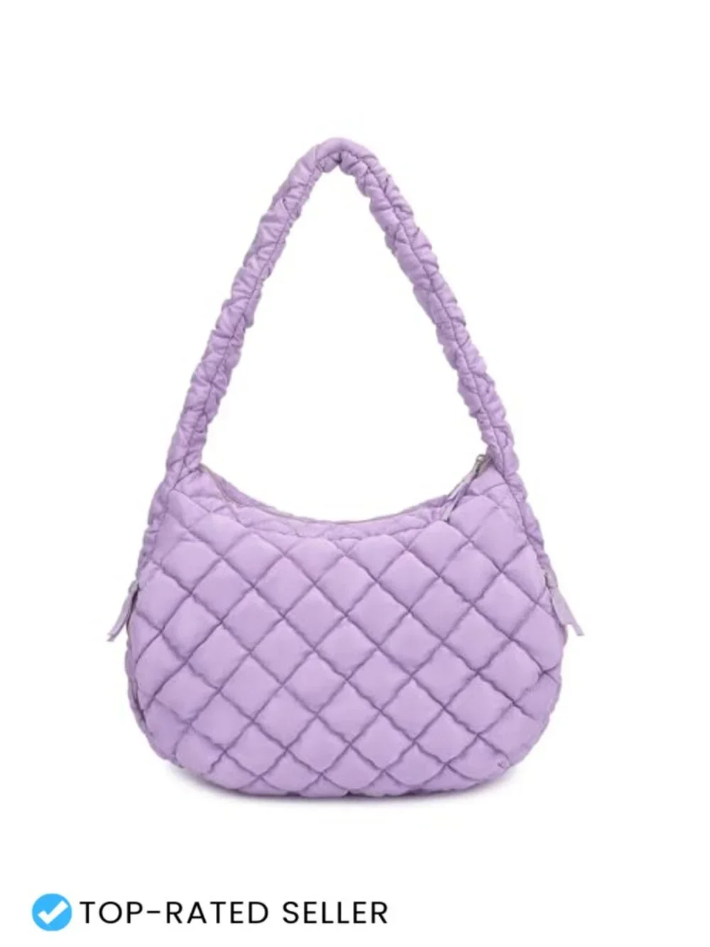 Large Quilted Puffer Tote Bag with Zipper, Nylon Waterproof Lightweight Carryall